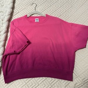 PINK Victoria’s Secret Ombré Short Sleeve Sweatshirt Women’s Pink Relaxed Fit